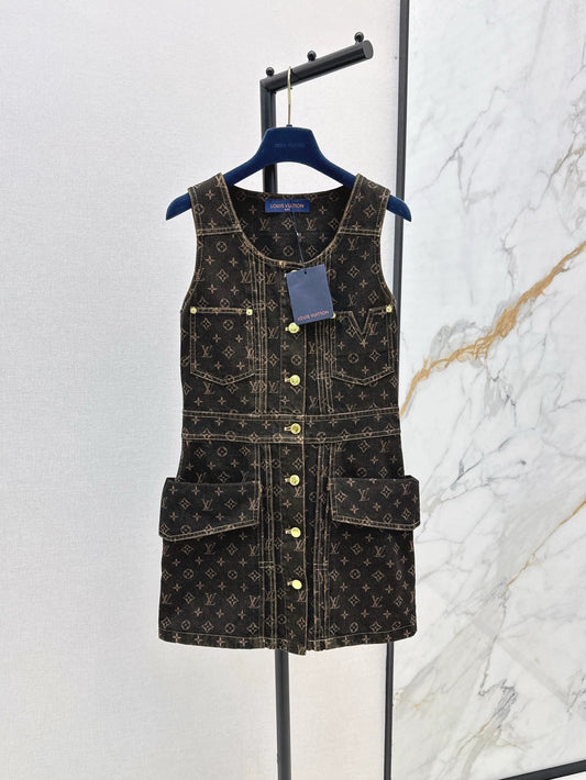 2025 Summer New Printed Denim Vest Dress