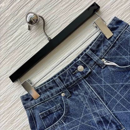 D 25 Summer Embroidery Lombard Denim Shorts