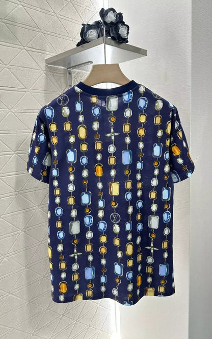 L 25 Summer New Round neck Printed chain short sleeve T-shirt