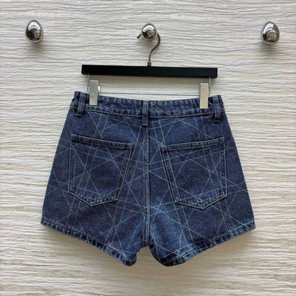 D 25 Summer Embroidery Lombard Denim Shorts