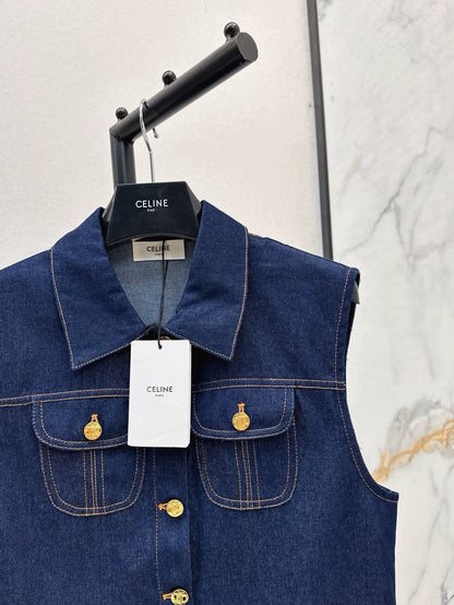 25 Spring/Summer New Double Pocket Denim Vest Jacket