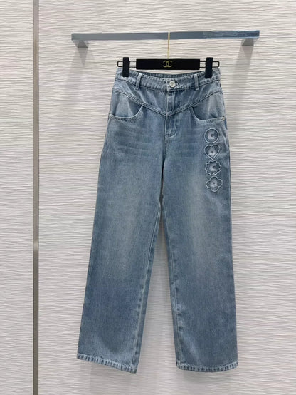 c 25 New Embroidered Denim Trousers