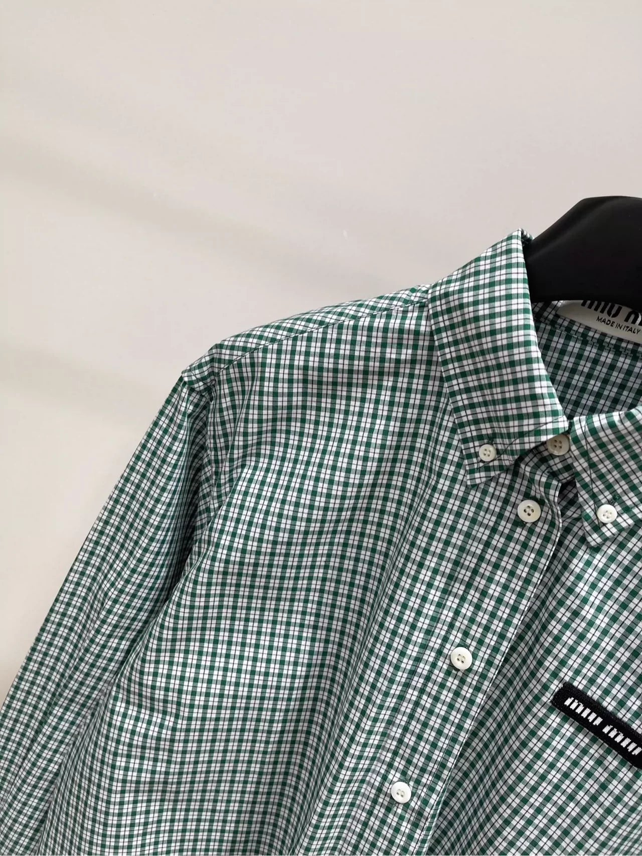 M 25 Green Check Raw Edge Long Sleeve Shirt（Does not include shorts）