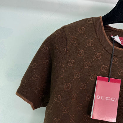 2025 Early Autumn New Jacquard Knitted Round Neck Short Sleeve