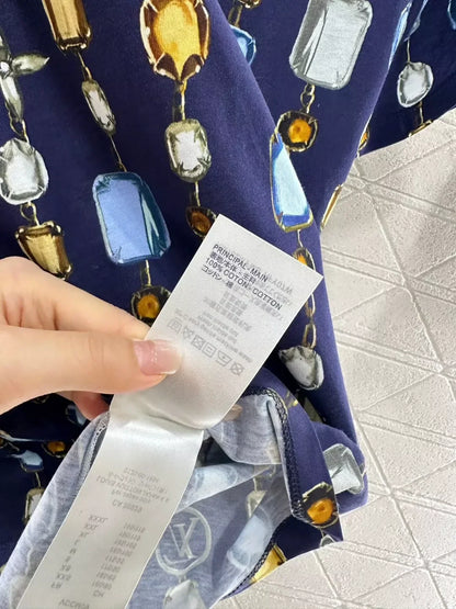 L 25 Summer New Round neck Printed chain short sleeve T-shirt