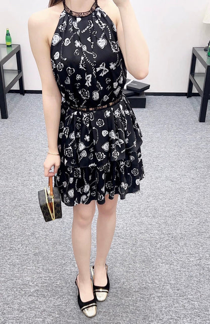 C 25 Printed halter dress