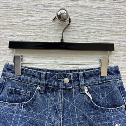 D 25 Summer Embroidery Lombard Denim Shorts
