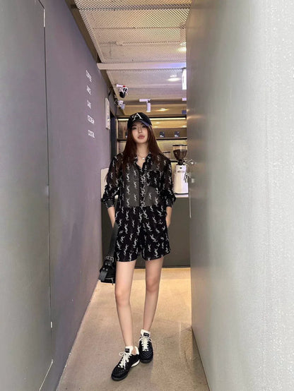 Y 25 Printed Silhouette Shirt Shorts Set