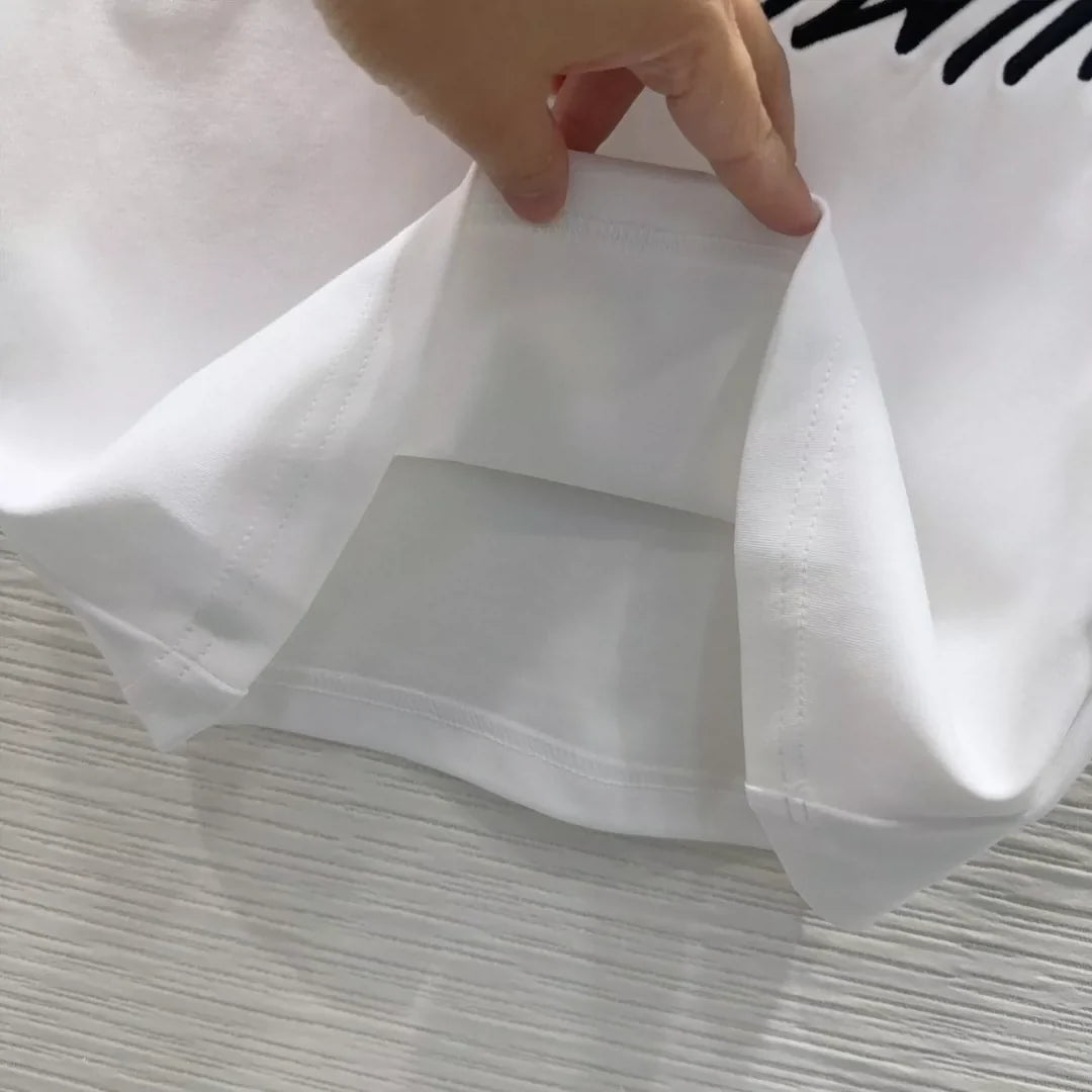 L 25 New Embroidered Letter Chain Short Sleeve Short T-Shirt