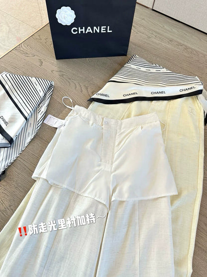 C 25 new summer linen pants, scarf tie wide leg pants delivery scarf models