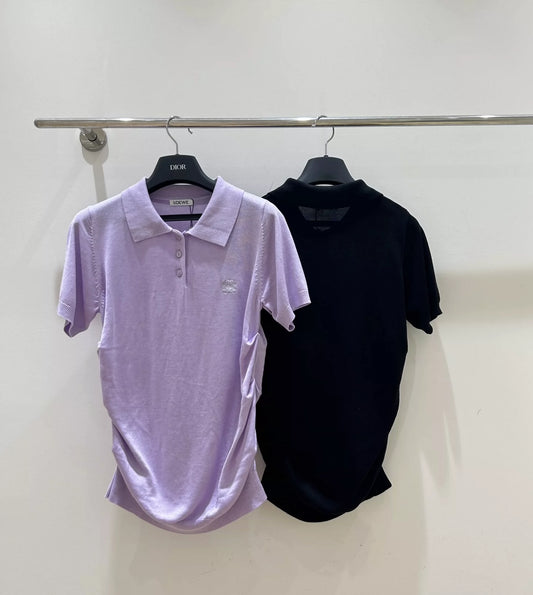 25ZG Spring and Summer New Lapel Short Sleeve Knitted Sweater