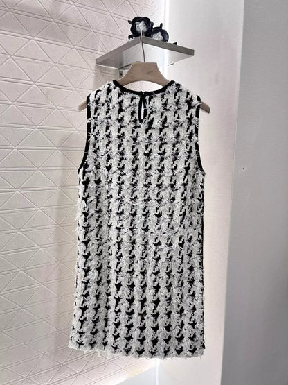 2025 New Arrivals Houndstooth Knitted Vest Dress