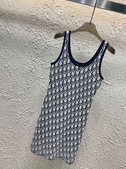 25 new Letter jacquard hot diamond knitted vest dress