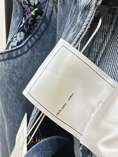 25 new round-neck denim jacket and trousers set