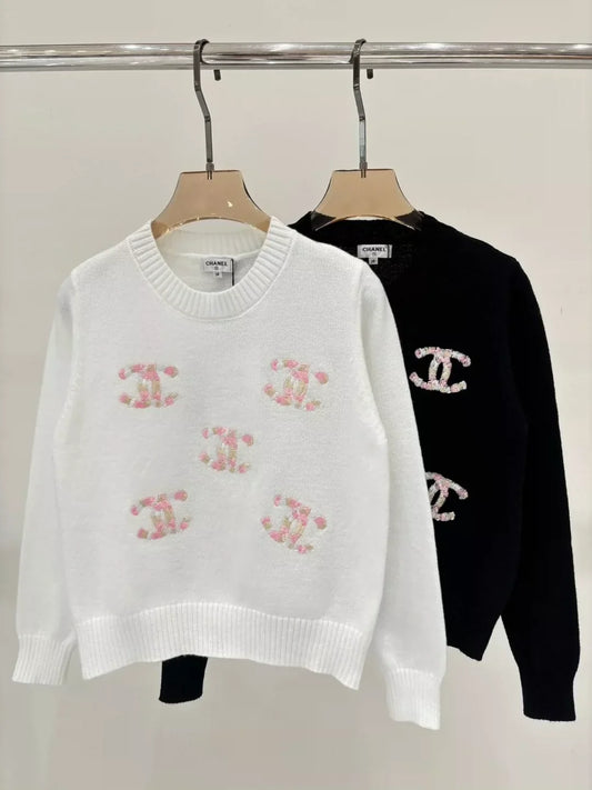 C 25 Spring/Summer new round neck embroidered logo knitted long sleeves
