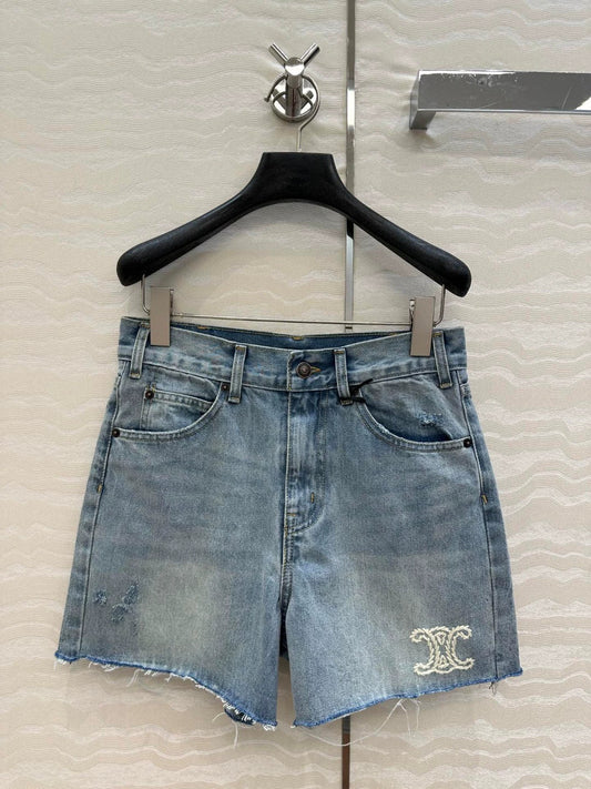 Ce 25 New Hand Hook Embroidered Denim Shorts