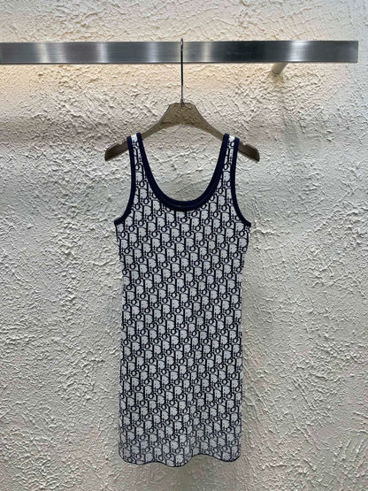 25 new Letter jacquard hot diamond knitted vest dress