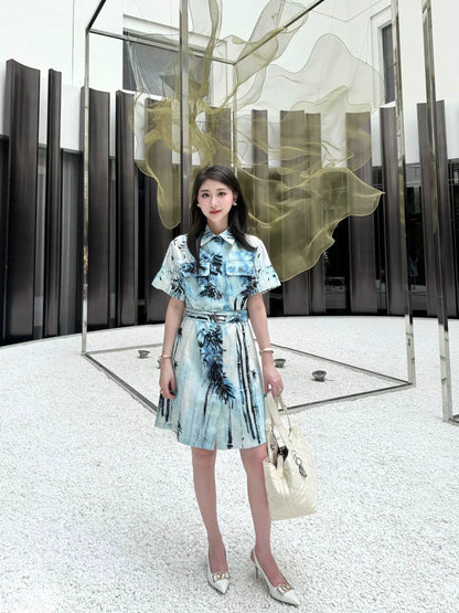 D 25 New Ink Painting Print Dresses