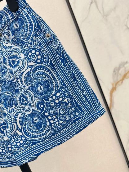 D 25 New Celadon Color Butterfly Pattern Print Denim Collection
