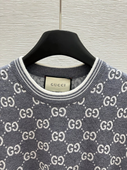G 25 new color clashing letters round neck short sleeve knitting