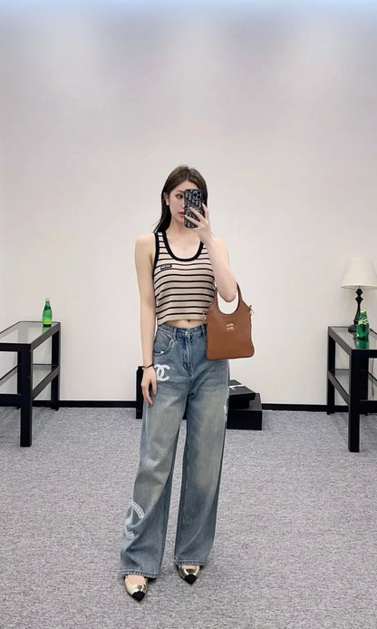 C Spring/Summer 25 Lace Embroidered Denim Trousers