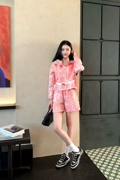 D 25 New Printed Embroidered Bee Buckle Strap Hooded Long Sleeve Jacket
