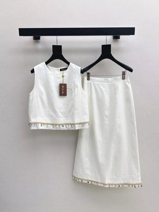 LP 25 Spring/Summer Latest Patchwork Lace Trimmed Linen Suit