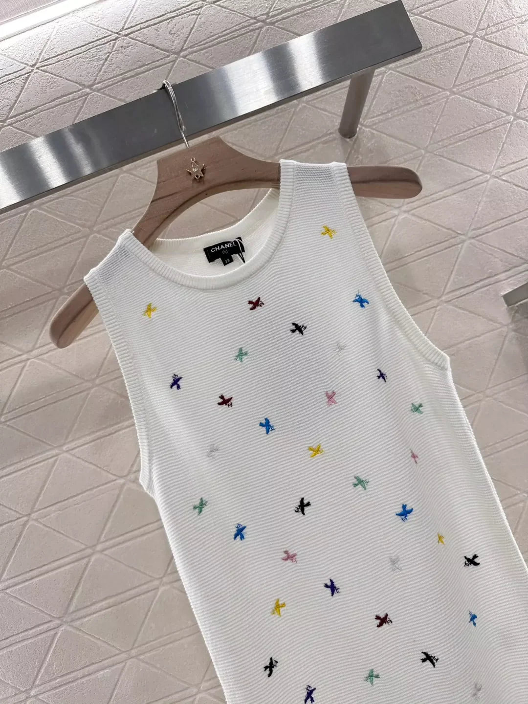 25 New Embroidered Flying Swallow Knit Tank Dress