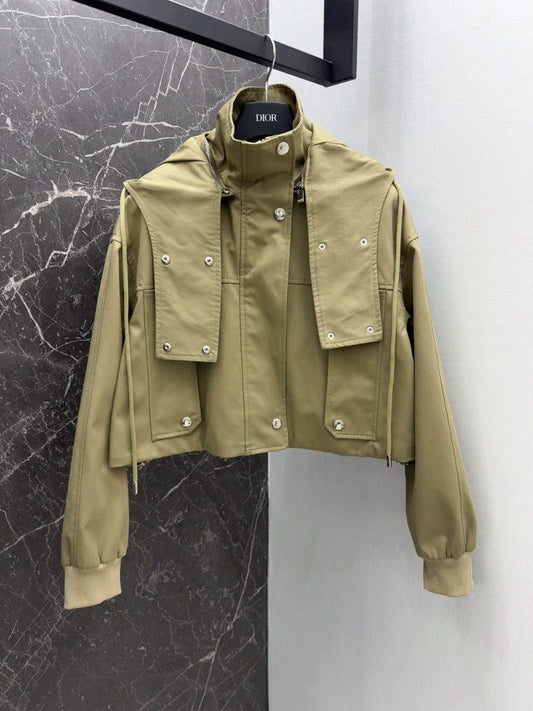 25 New classic hooded short windbreaker