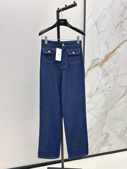 CE 25 Spring/Summer New Double Pocket Decorated Flared Pants