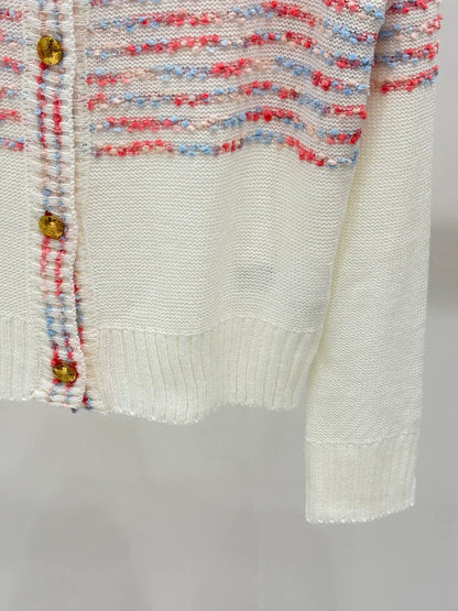 CE 25 Spring and Summer new round neck letter logo logo stripe mixed color knitted cardigan