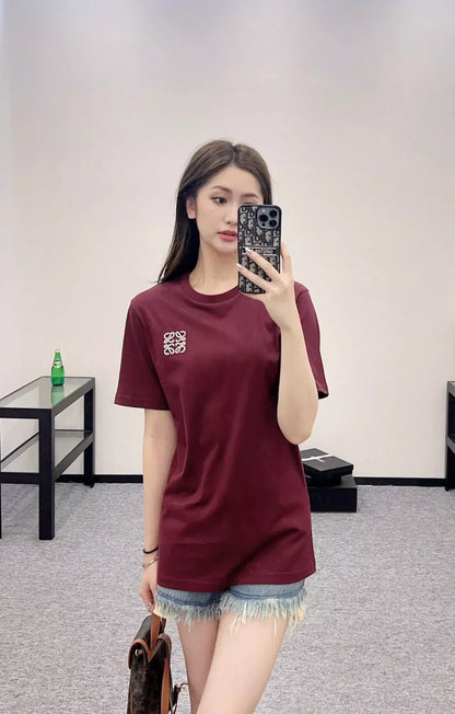 LO 25 Summer New Stapled beads totem round neck short sleeve T-shirt