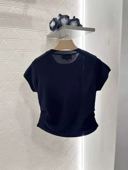 25 Spring and Summer New Lace Fake Two-piece Knit Top