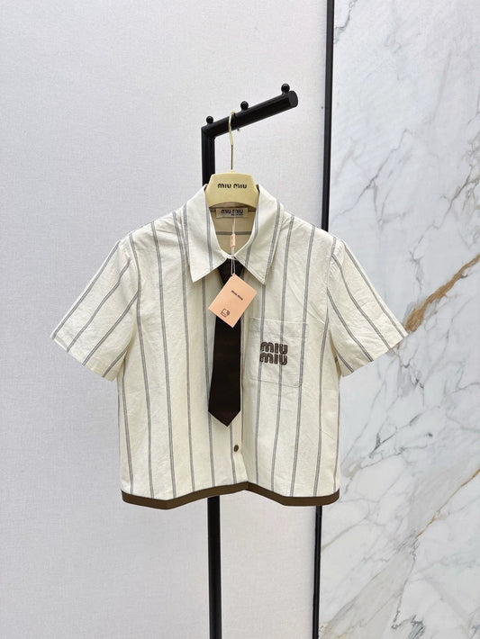 MI 25 The latest spring and summer tie short striped shirt