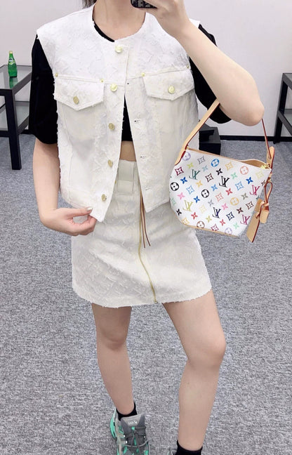 25 Summer New Denim Vest Skirt Set