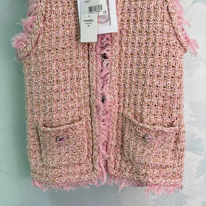 2025 Summer New Round Neck Raw Edge Knitted Vest