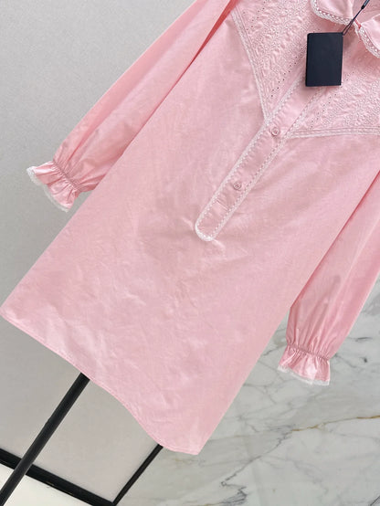 P 25 Spring Summer New Lace Lace Long Sleeve Shirt Style Dresses