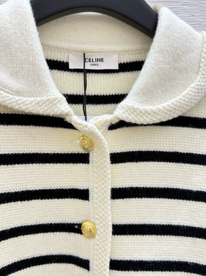25 Early Autumn New Striped Lapel Long Sleeve Cardigan