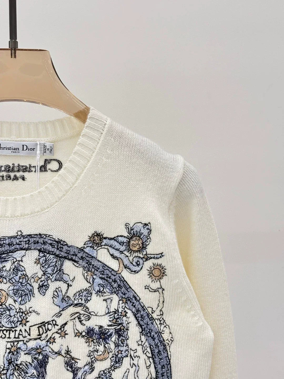 D 25 Spring and Summer New Round Neck Letters Floral Logo Embroidery Knitted Long Sleeves