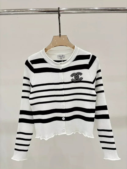 C 25 Spring and Summer New Round Neck Letter Logo Knitted Cardigan