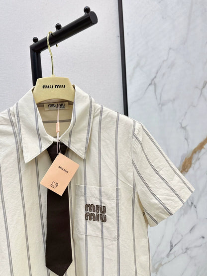 MI 25 The latest spring and summer tie short striped shirt