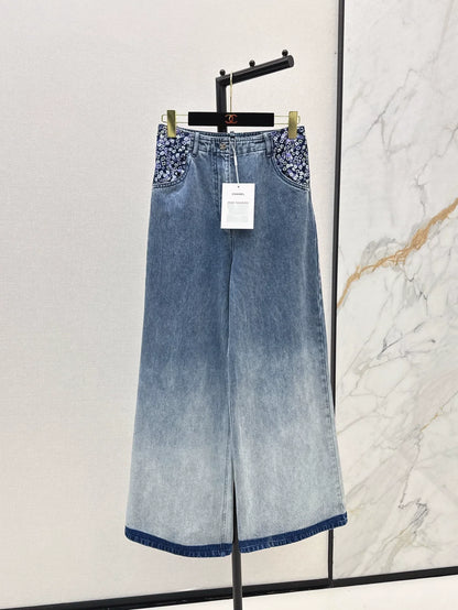 25 new round-neck denim jacket and trousers set