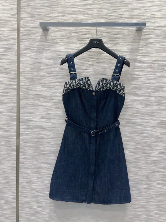 D 25 New Halter Denim Dress