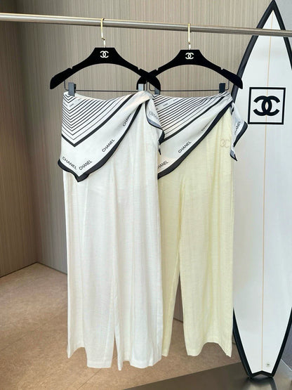 C 25 new summer linen pants, scarf tie wide leg pants delivery scarf models