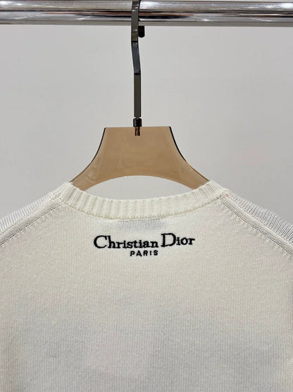 D 25 Spring and Summer New Round Neck Letters Floral Logo Embroidery Knitted Long Sleeves