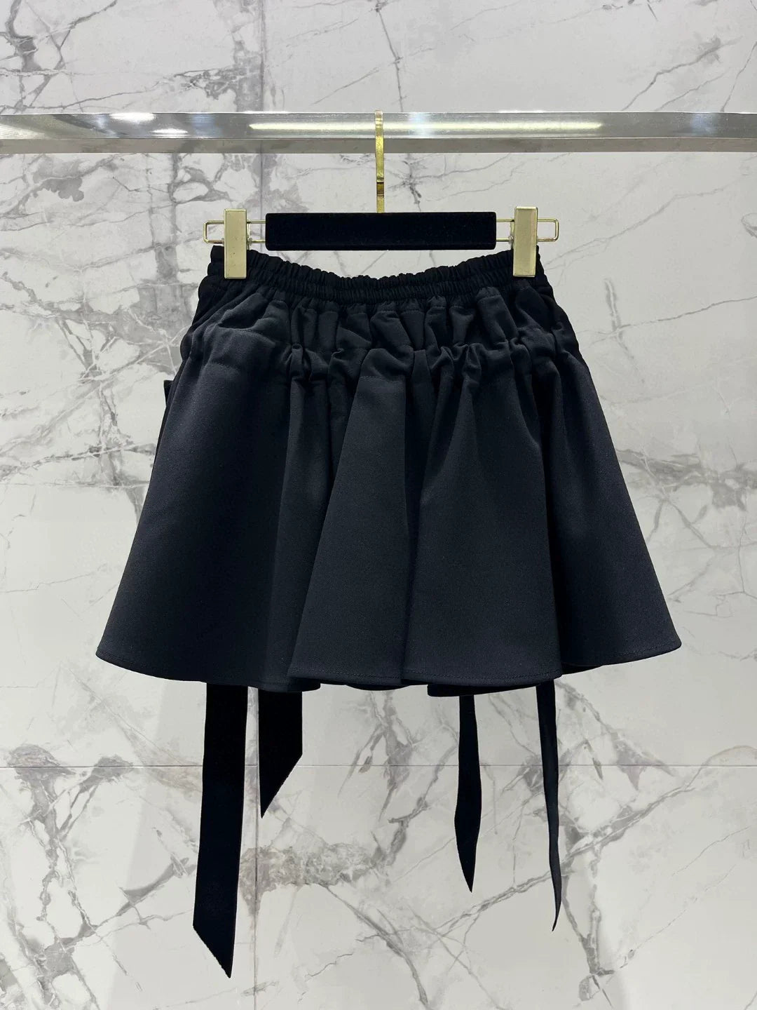 25 new style Hepburn style slim bow tie black A-line short skirt