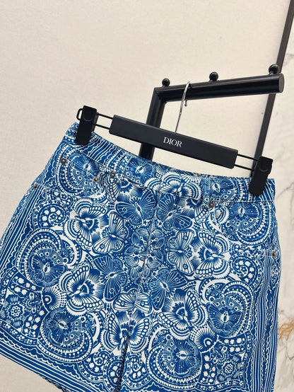 D 25 New Celadon Color Butterfly Pattern Print Denim Collection