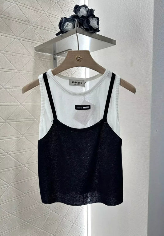 m 25 summer new color collision false two-piece undershirt
