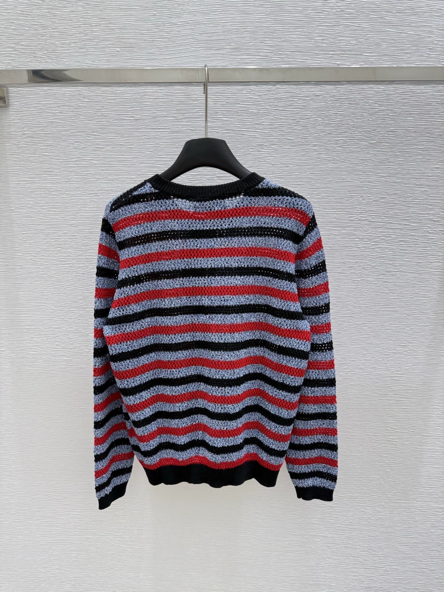 G 25 New Striped Letter Round Neck Long Sleeve Knit Cardigan