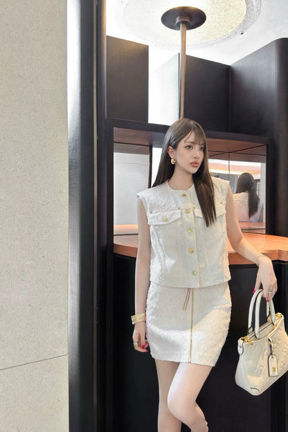 25 Summer New Denim Vest Skirt Set